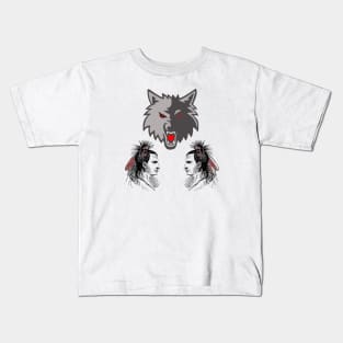 Native american twins & wolve Kids T-Shirt